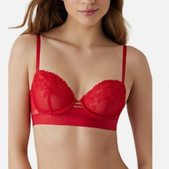 B.tempt'd by Wacoal Bra Size 34C Red Lace Opening Act Underwire Sexy NEW NWT - Picture 1 of 8